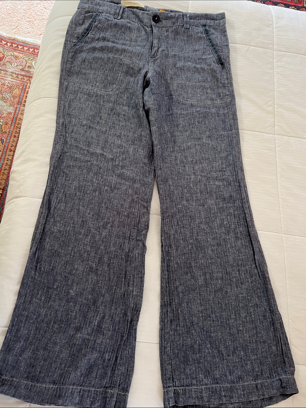 Pilcro and the Letterpress Linen Heathered ChambrayWide-Leg Trousers